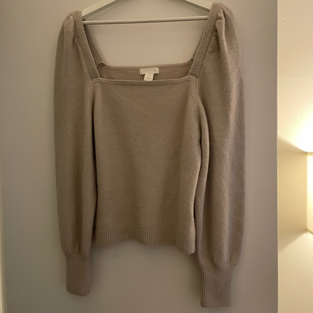 H&M puff sleeve sweater top, size M worn once